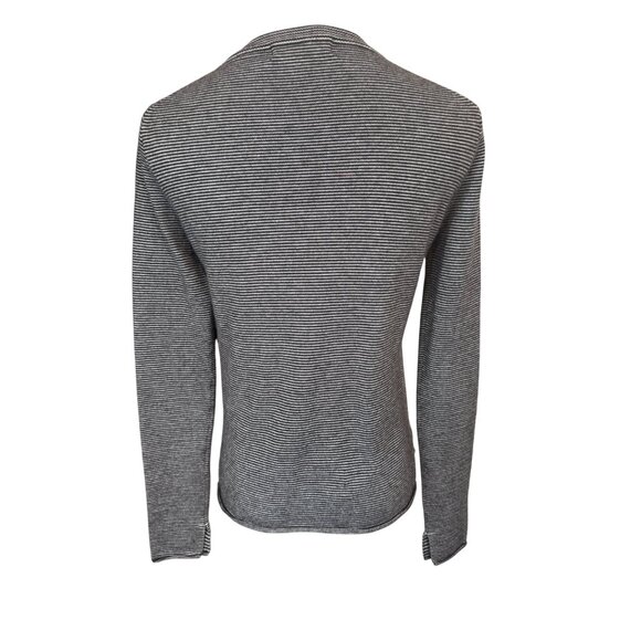 2/$30 ZARA Knit Black & White Medium Striped Sweater Crew Neckline - Picture 7 of 14